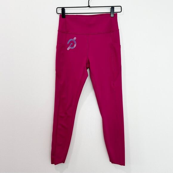 Peloton Move Mission Tulip Hem Leggings High Rise Pink Cycling Athletic Medium - Picture 1 of 7